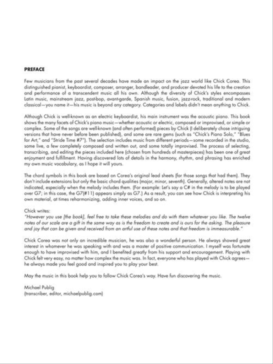 Chick Corea – Omnibook Piano Solo scores gallery preview page 5