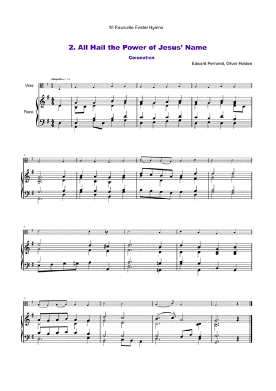 16 Favourite Easter Hymns for Solo Viola and Piano Piano scores gallery preview page 3
