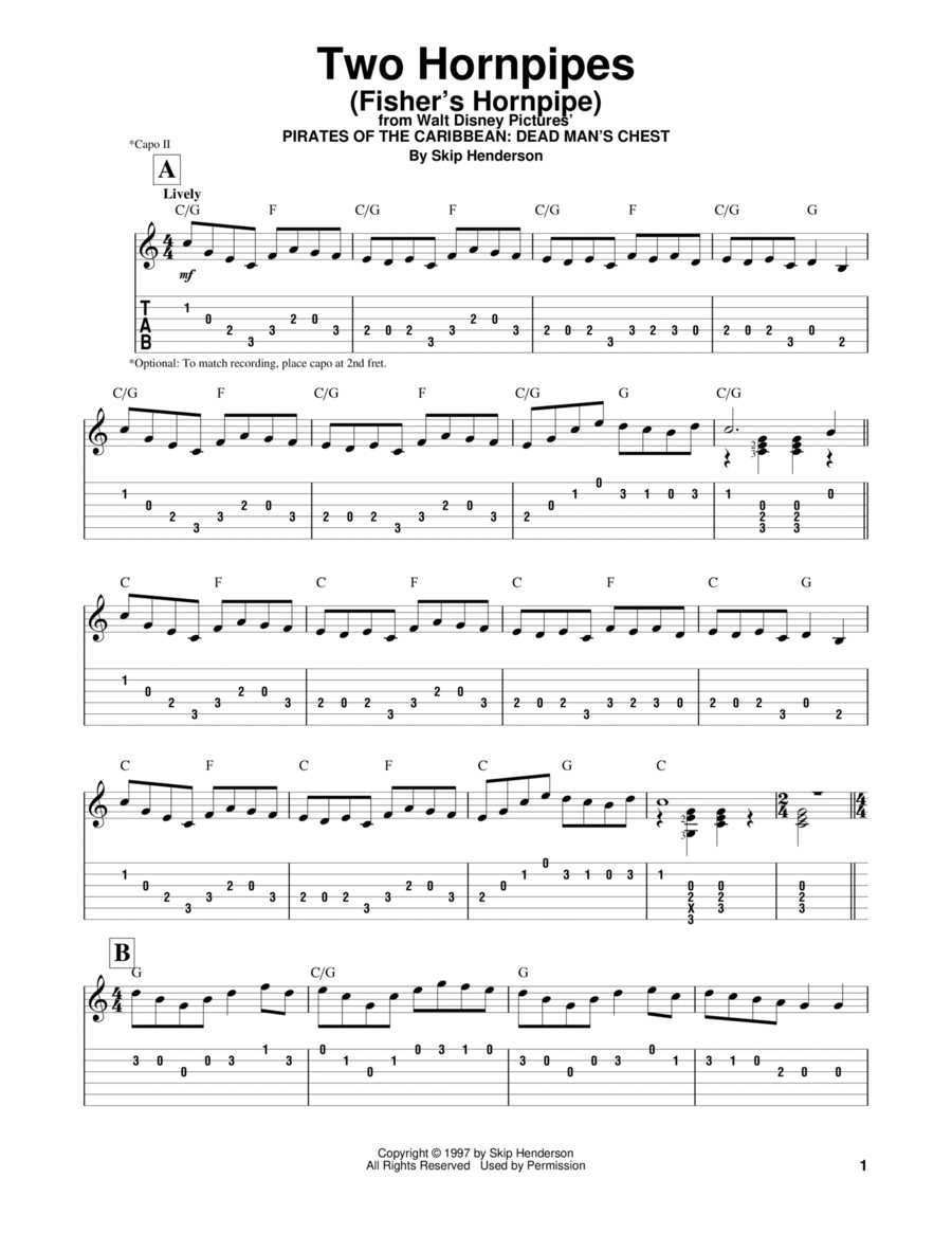 Two Hornpipes (Fisher's Hornpipe) Horn scores gallery preview page 1