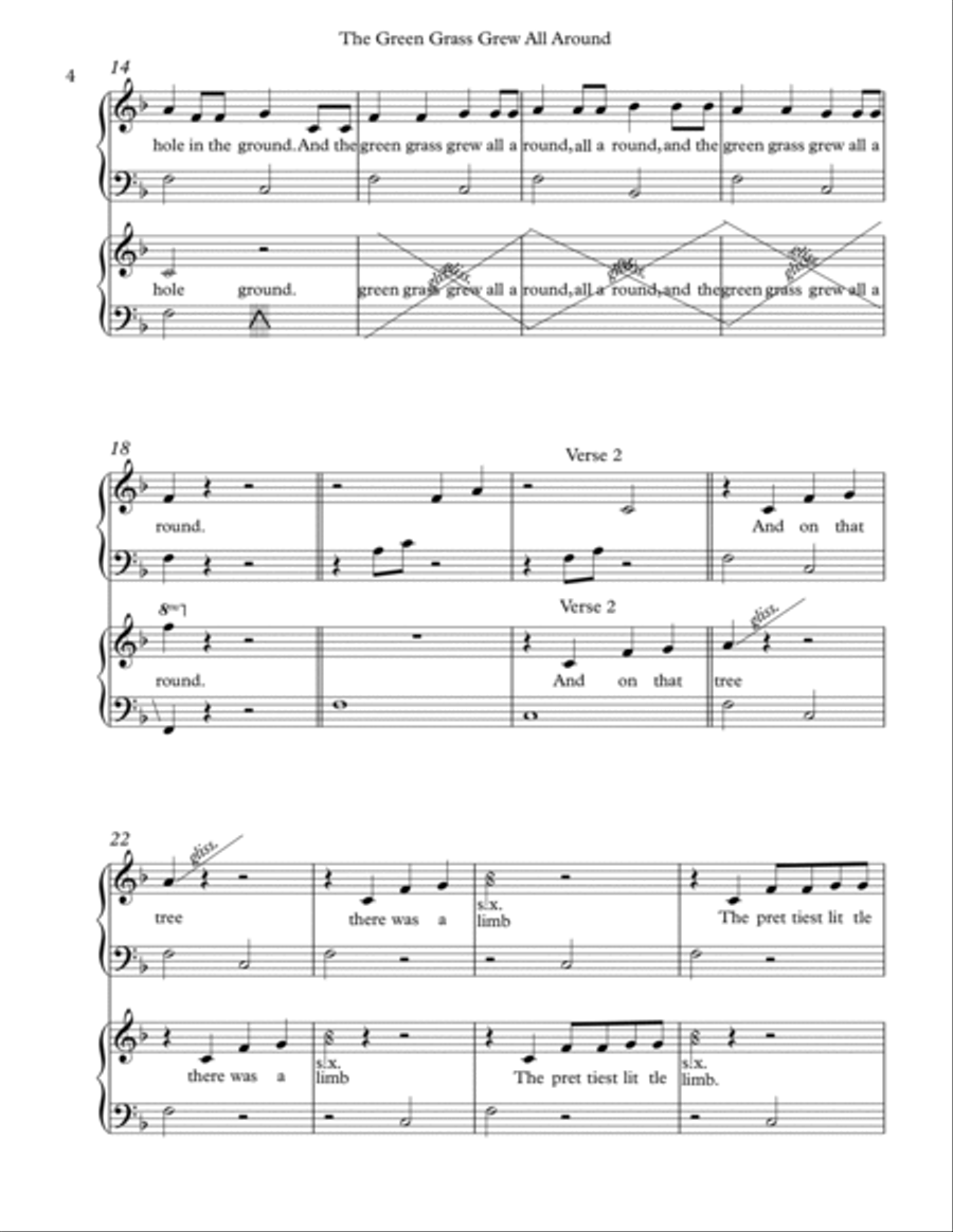The Green Grass Grows All Around, Harp Duet, Score & Parts Celtic Harp scores gallery preview page 4