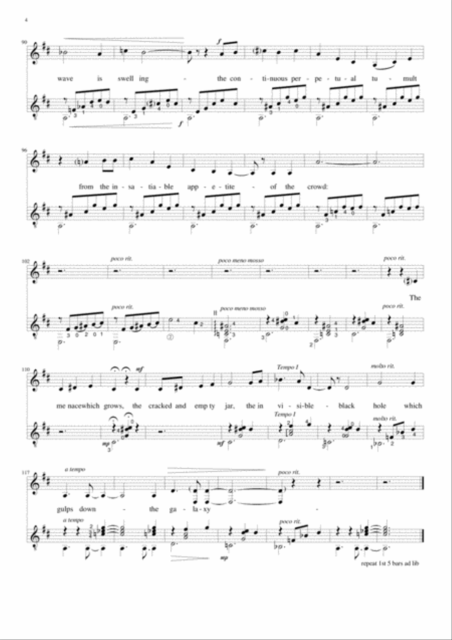 David Warin Solomons: Five Poems by Melissanthi for medium voice and guitar Small Ensemble scores gallery preview page 5