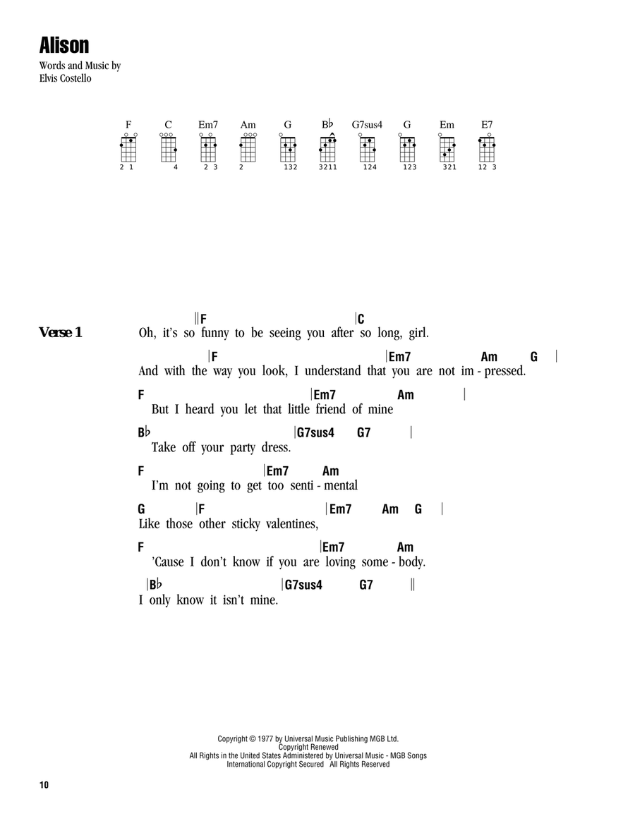 Alison Ukulele scores gallery preview page 1