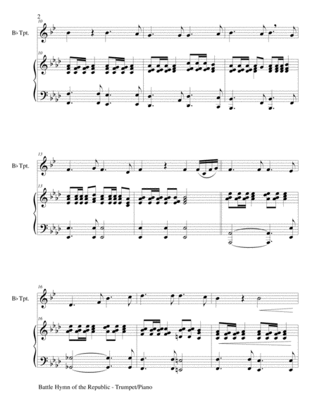 BATTLE HYMN OF THE REPUBLIC (Duet – Bb Trumpet and Piano/Score and Parts) image number null