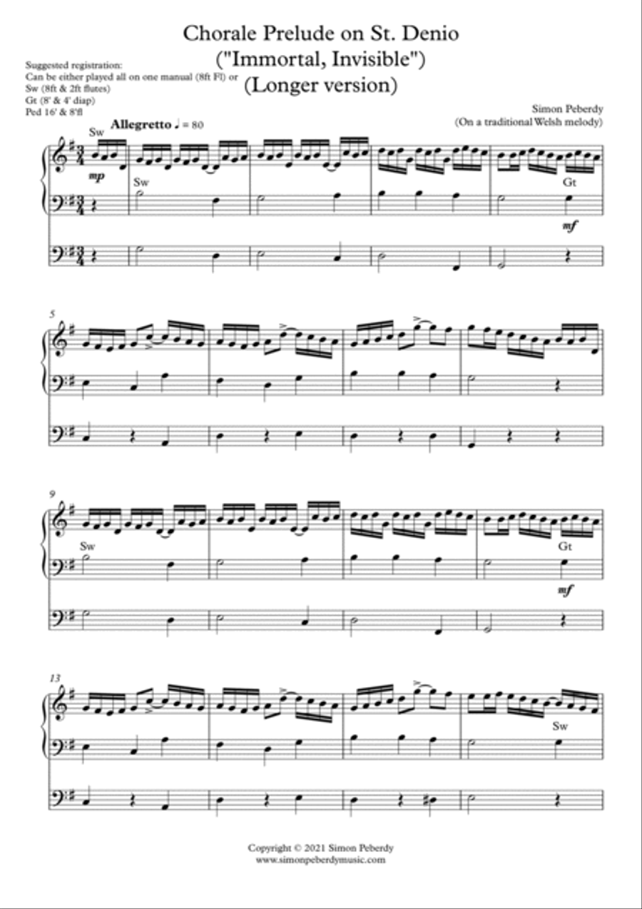 Immortal Invisible / St. Denio Organ Prelude by Simon Peberdy Organ Solo scores gallery preview page 4