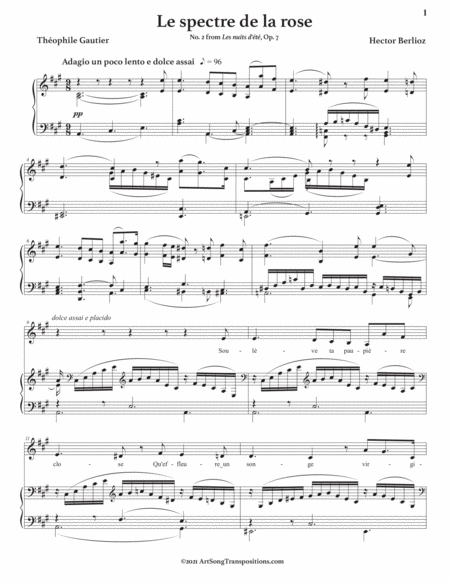 BERLIOZ: Le spectre de la rose, Op. 7 no. 2 (transposed to A major)