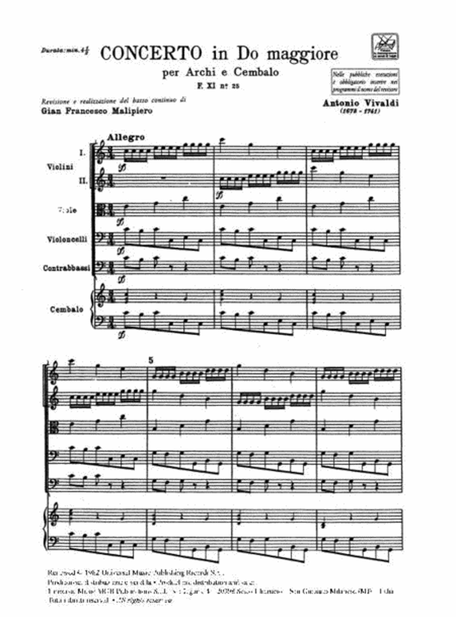 Concerto Per Archi E B.C. In Do Rv 110