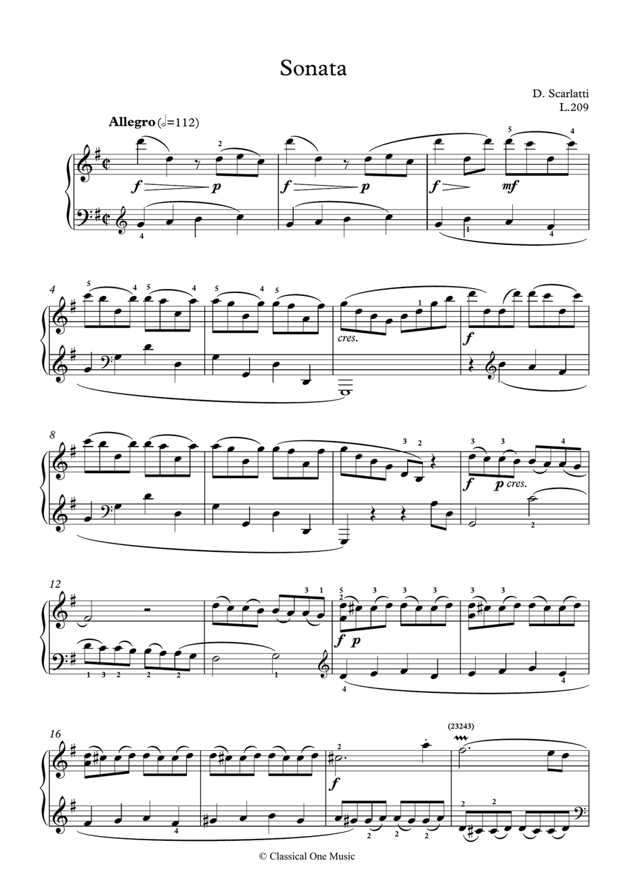 Scarlatti-Sonata in G-Major L.209 K.455(piano) Piano Solo scores gallery preview page 2