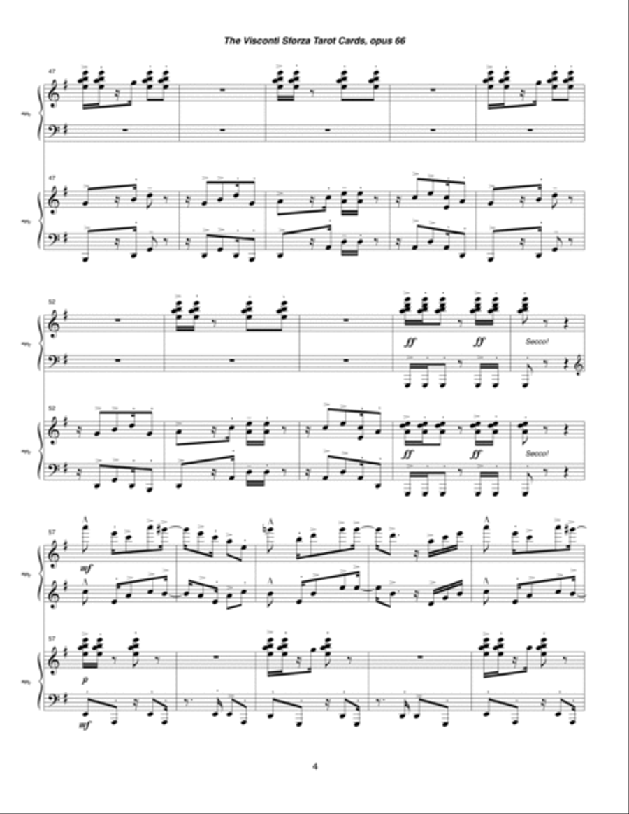 Visconti Sforza Tarot Cards, opus 66 ... Twenty Two Salon Pieces For Two Pianos (1996) 20 Il Sole 2 Pianos, 4-Hands scores gallery preview page 4