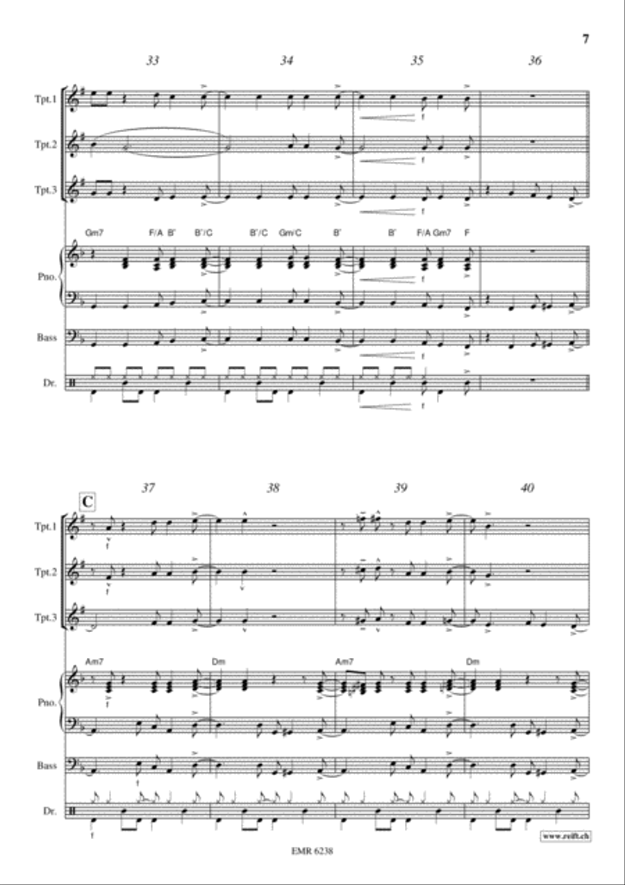 Kumbaya Trumpet Trio scores gallery preview page 7