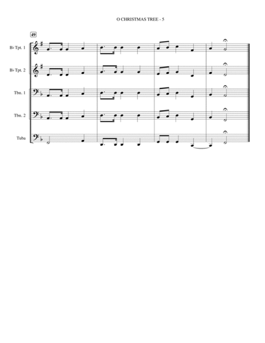 O Christmas Tree (O Tannenbaum!) - 2 Trumpet, 2 Trombone, Tuba (Brass Quintet) image number null