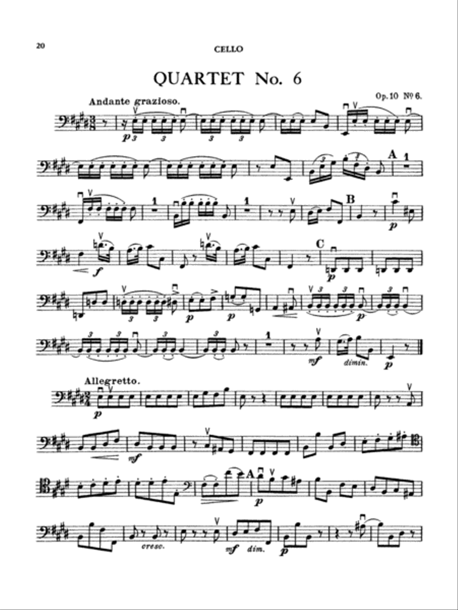 Boccherini: Nine Selected String Quartets String Quartet scores gallery preview page 1