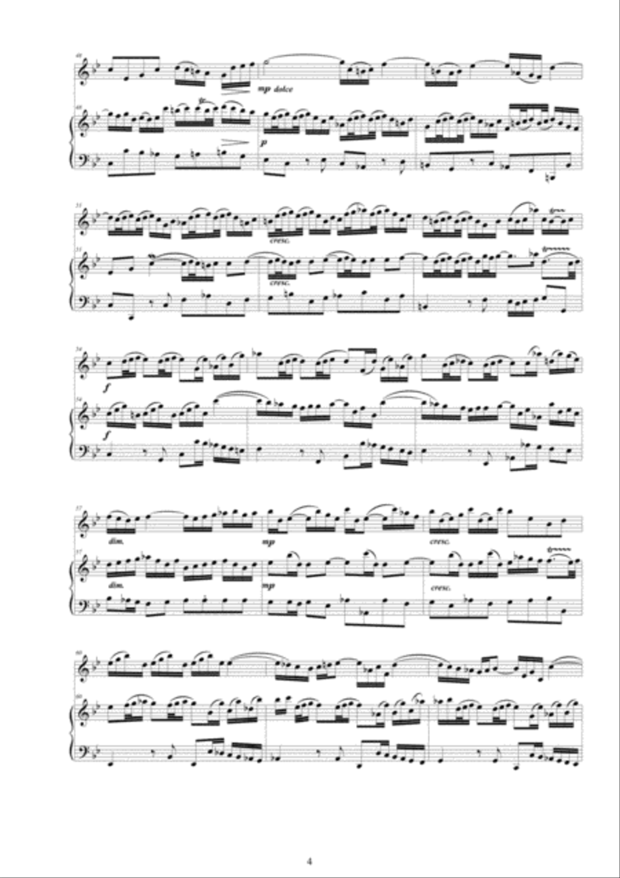 Bach - Flute Sonata No.3 in G minor BWV 1029 for Flute and Harpsichord (or Piano) Flute Solo scores gallery preview page 4