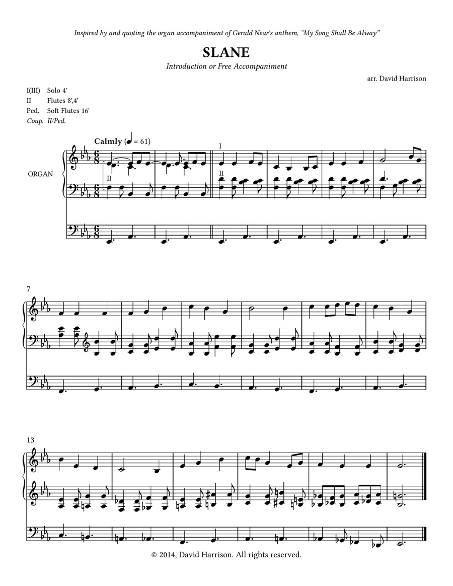Slane - Introduction or Free Accompaniment Organ Solo scores gallery preview page 2