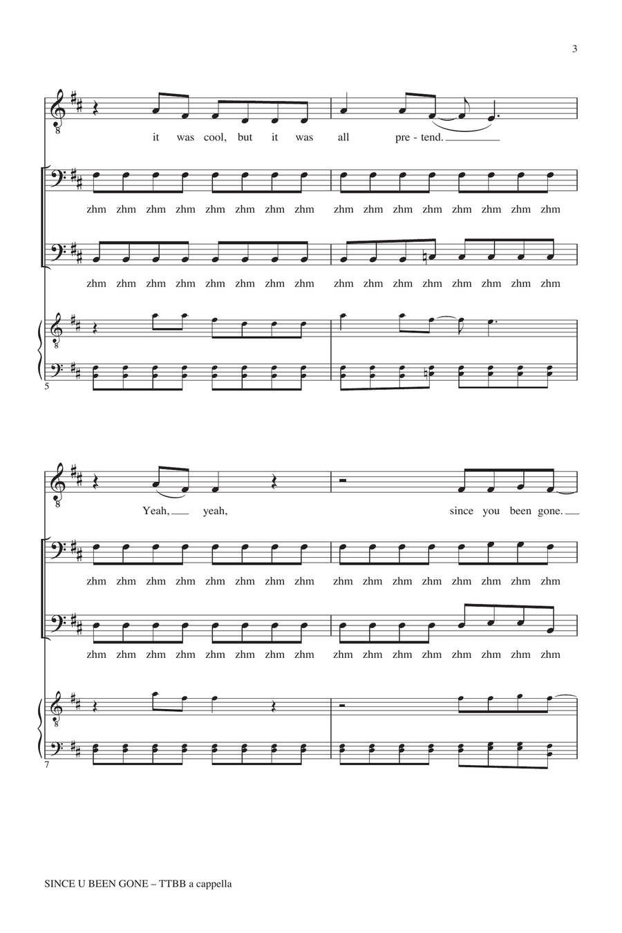 Since U Been Gone (as performed in Pitch Perfect) (arr. Deke Sharon) TTBB scores gallery preview page 2