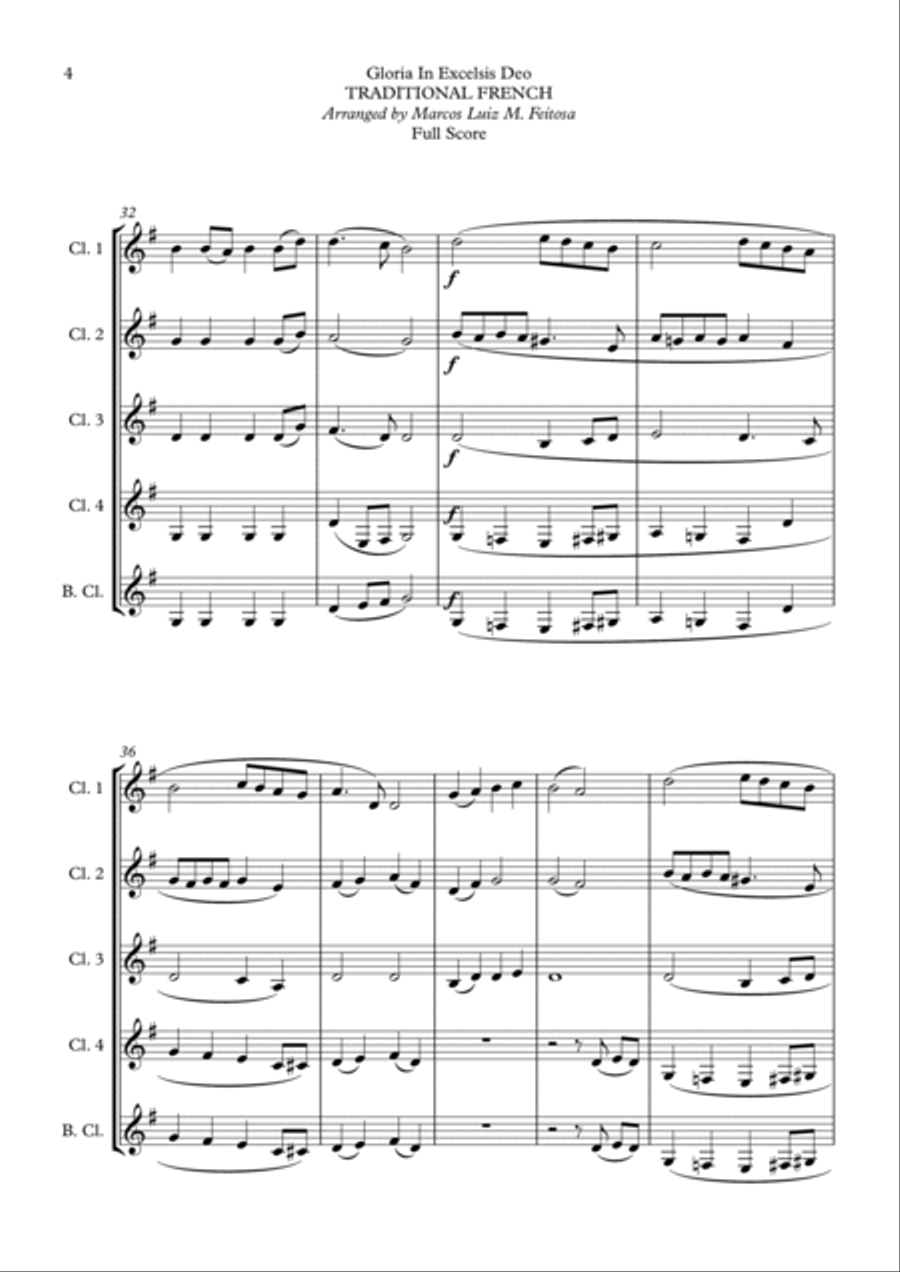 Gloria In Excelsis Deo - Clarinet Quintet Clarinet Quintet scores gallery preview page 6
