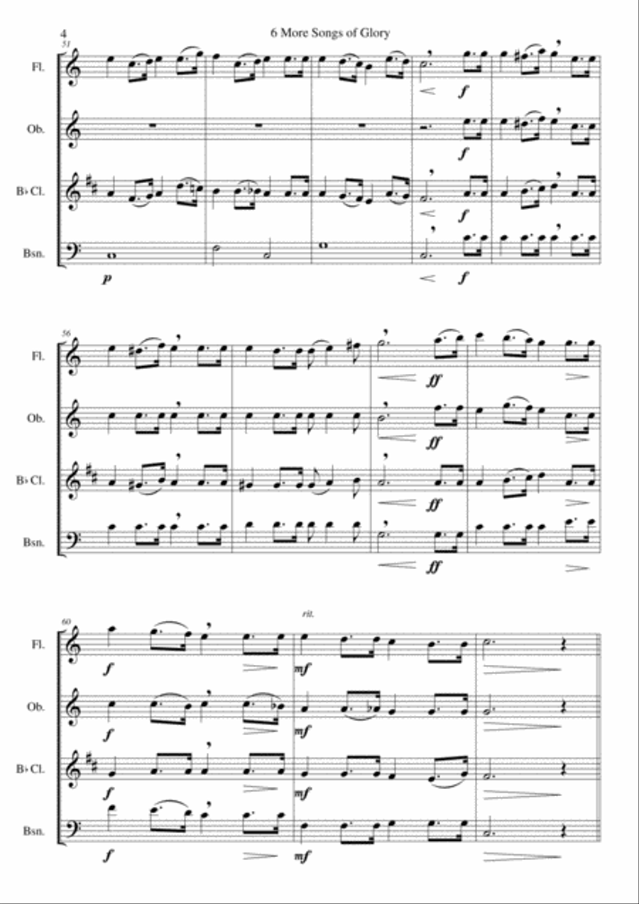 6 more Songs of Glory for wind quartet image number null