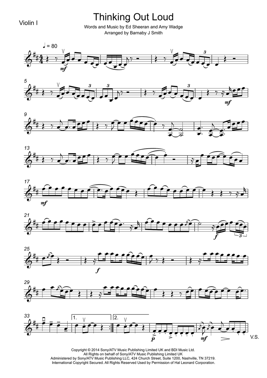 Thinking Out Loud String Quartet scores gallery preview page 1