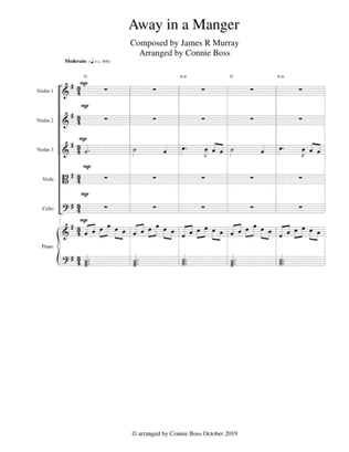 Away in a Manger - strings quintet and piano with parts