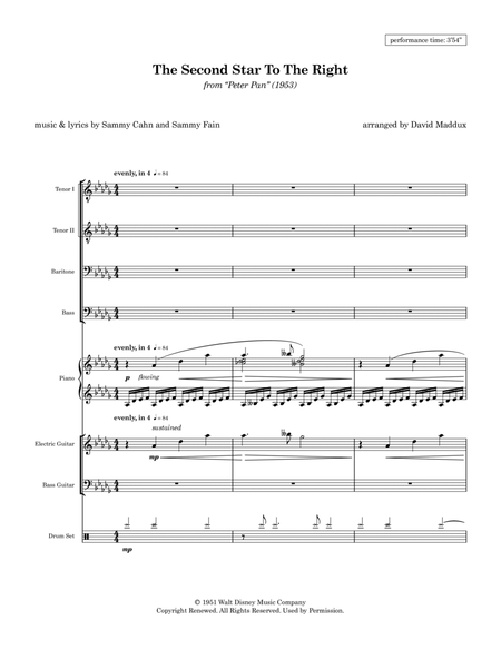 The Second Star To The Right by Sammy Fain Small Ensemble - Digital Sheet Music