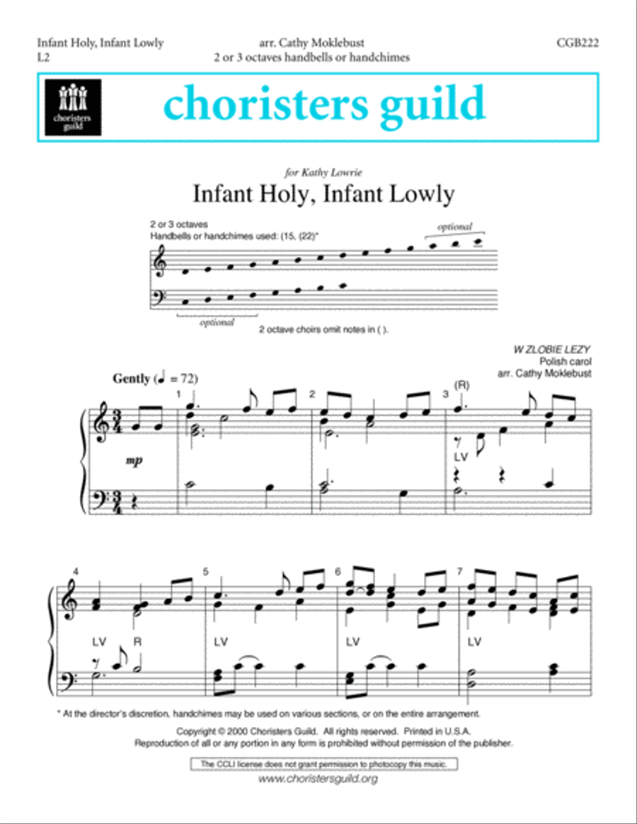 Infant Holy Infant Lowly Handbell Choir scores gallery preview page 2