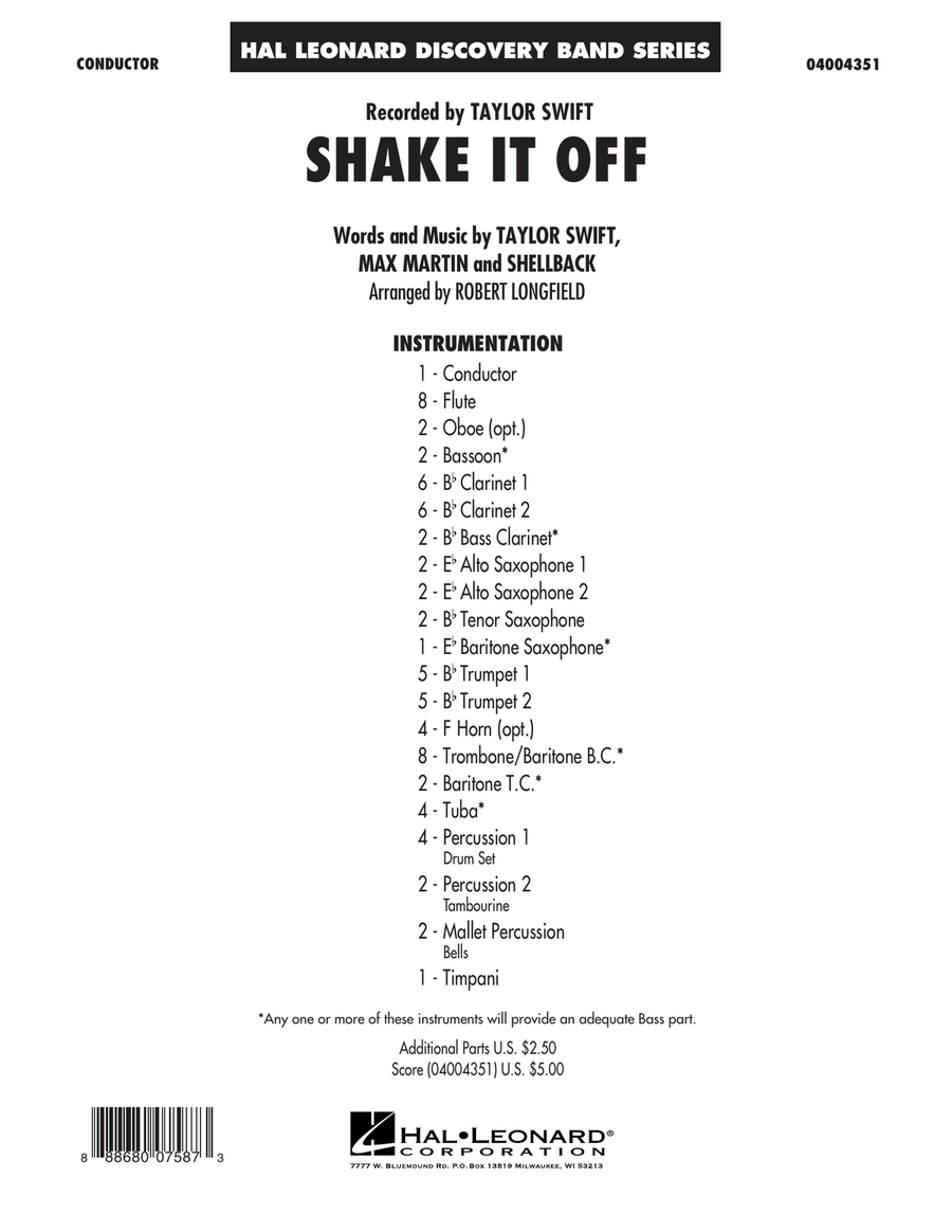 Shake It Off - Conductor Score (Full Score) Concert Band scores gallery preview page 1