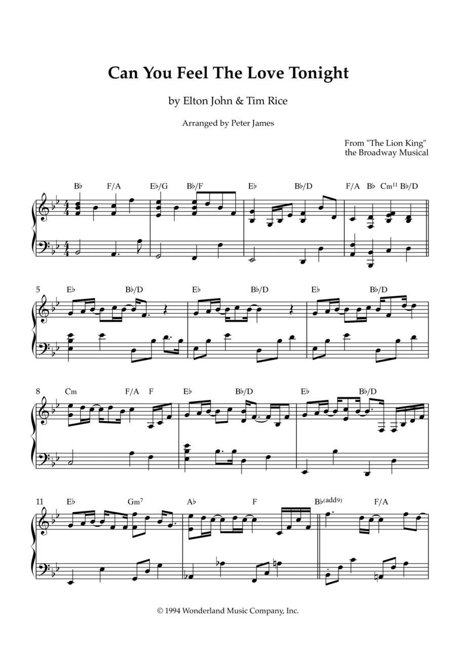 Can You Feel The Love Tonight Piano Solo scores gallery preview page 1