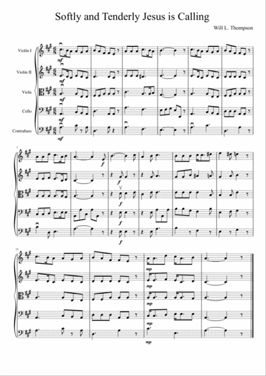 Softly and Tenderly Jesus Is Calling String Orchestra scores gallery preview page 2