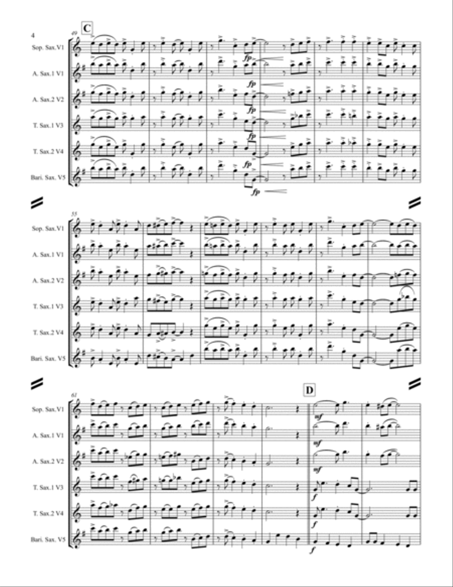 Jingle Bells (for Saxophone Quintet SATTB or AATTB) Jingle Bells (for Saxophone Quintet SATTB or AATTB) Saxophone Quintet scores gallery preview page 5