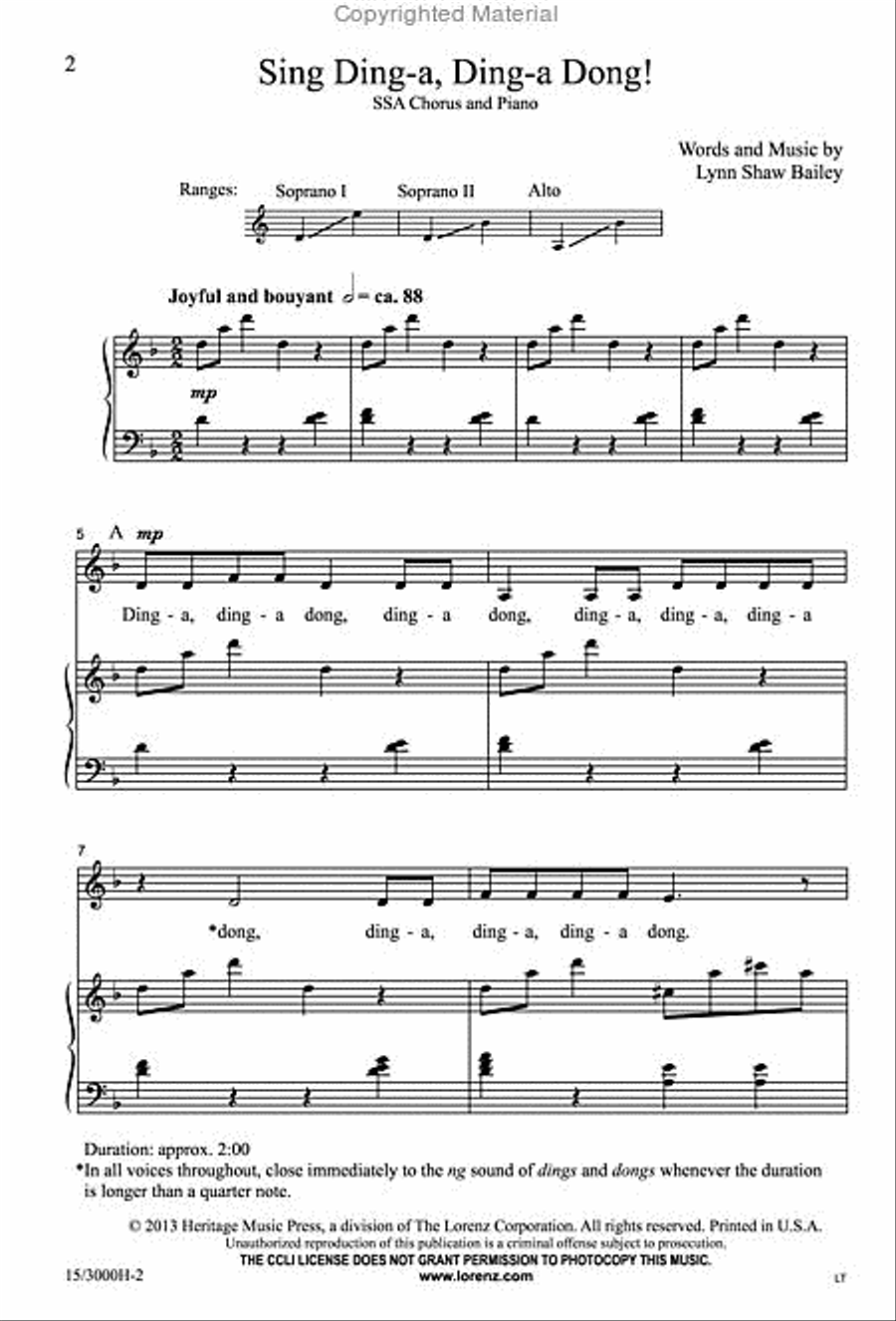 Sing Ding-a Ding-a Dong SSA scores gallery preview page 2