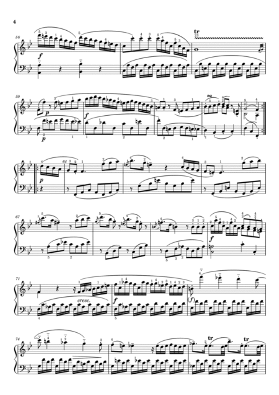 Mozart - Piano Sonata No.13 in B-flat major, K.333 1st Mov - Original With Fingered - For Piano Solo Piano Solo scores gallery preview page 4