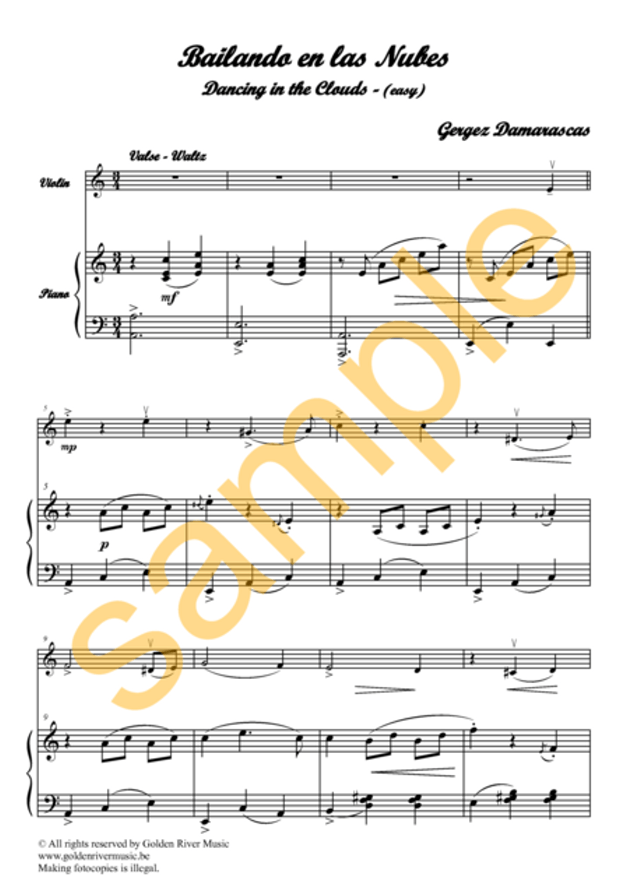 Bailando en las nubes rosas / Dancing on pink clouds for violin Violin Solo scores gallery preview page 2