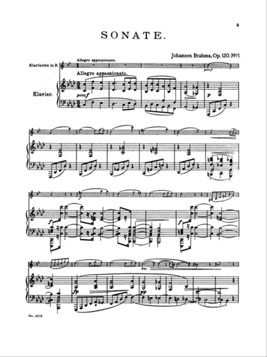 Brahms: Two Sonatas, Op. 120 Piano scores gallery preview page 1