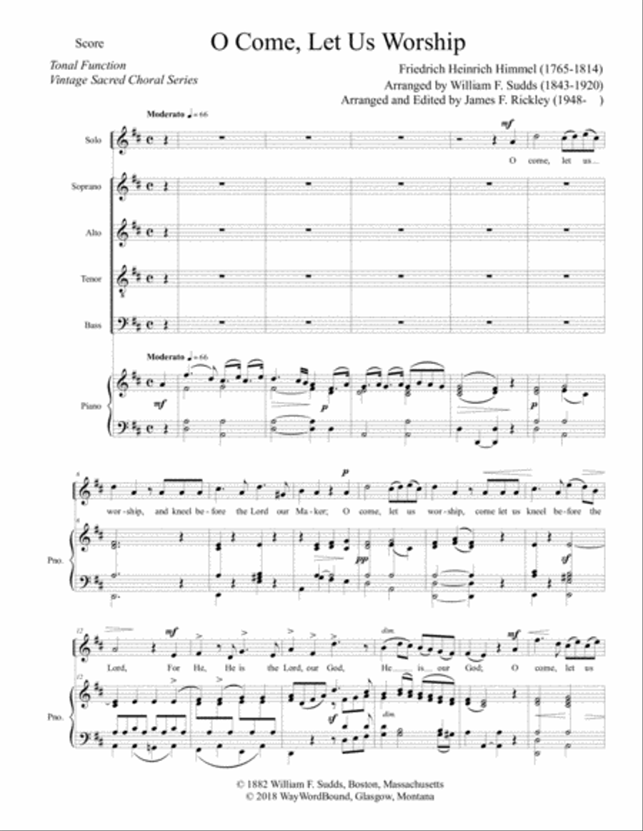 O Come, Let Us Worship 4-Part scores gallery preview page 1