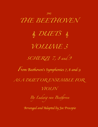THE BEETHOVEN DUETS FOR VIOLIN VOLUME 3 SCHERZI 7, 8 and 9
