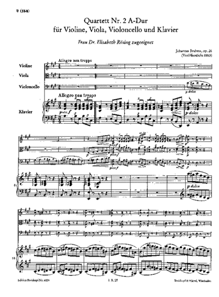 Piano Quartet No. 2 in A major Op. 26