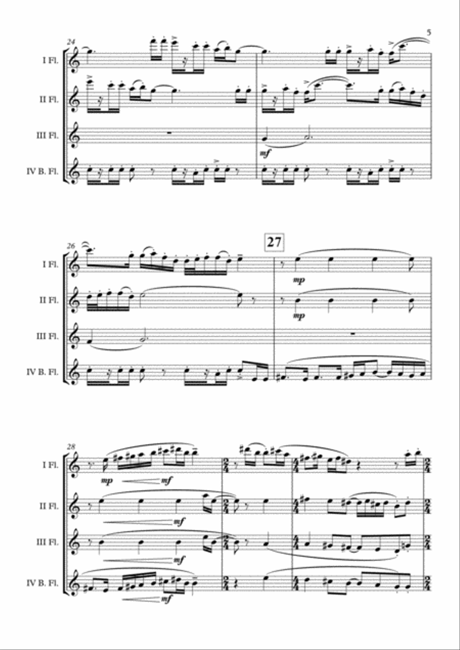 Bugler's Dream (Olympic Fanfare) Flute Quartet scores gallery preview page 6
