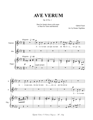 AVE VERUM. Op.65 No. 1 - For Soprano, Alto and Organ