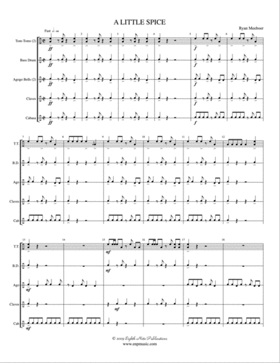 A Little Spice: Score Percussion Ensemble scores gallery preview page 2