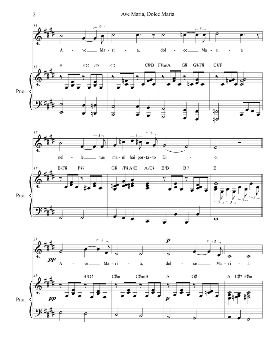 Ave Maria, Dolce Maria High Voice scores gallery preview page 2