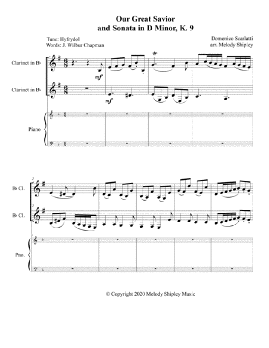 Our Great Savior and Sonata in D Minor, K. 9 Clarinet Duet scores gallery preview page 2