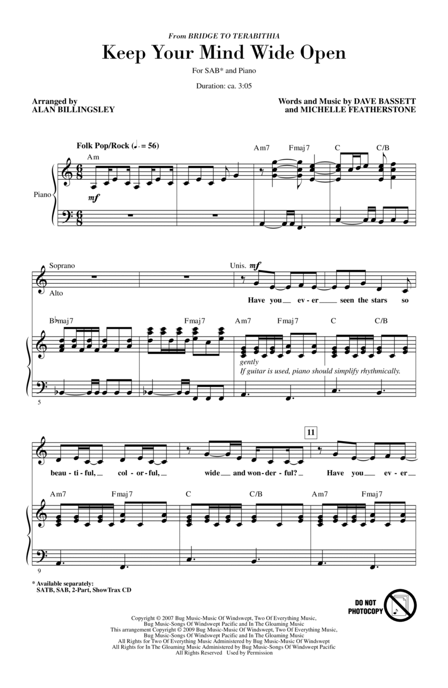 Keep Your Mind Wide Open 3-Part scores gallery preview page 1