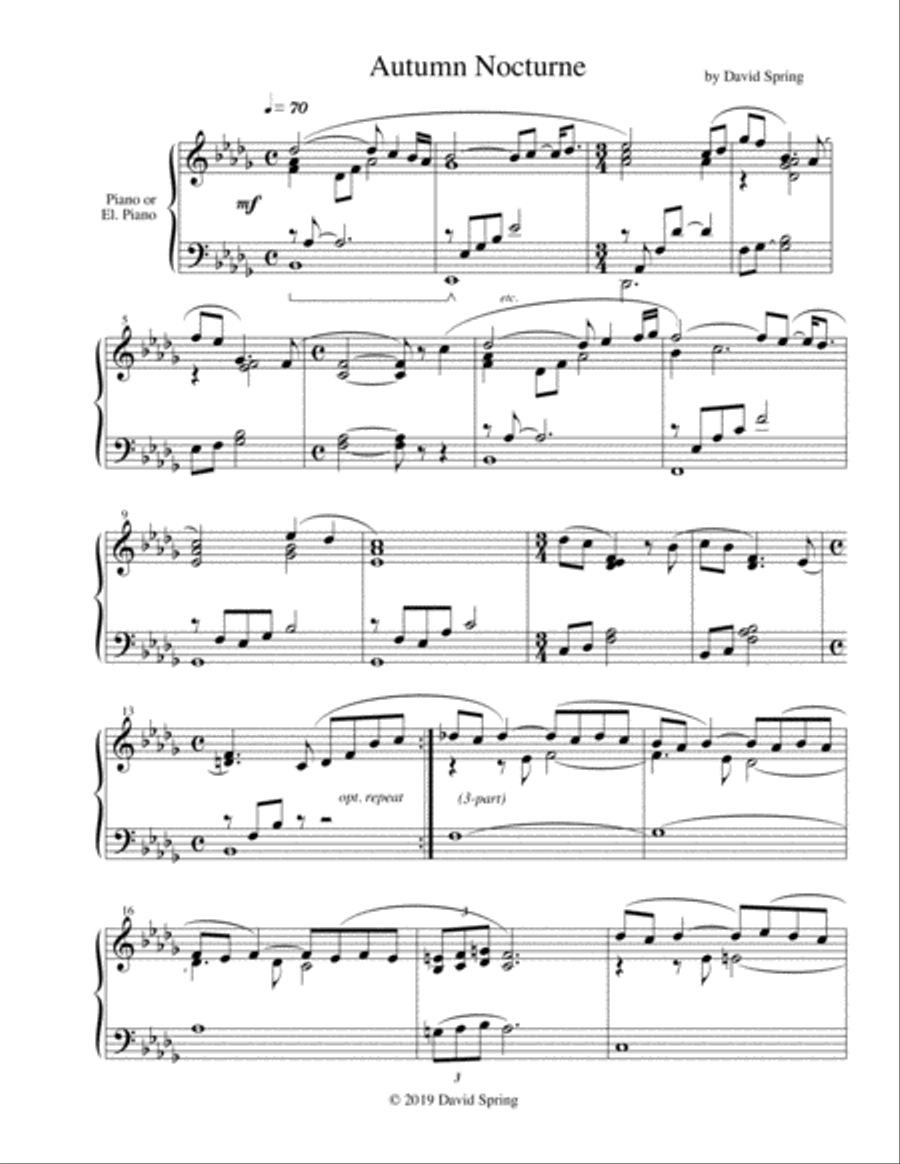 Autumn Nocturne Piano Solo scores gallery preview page 1