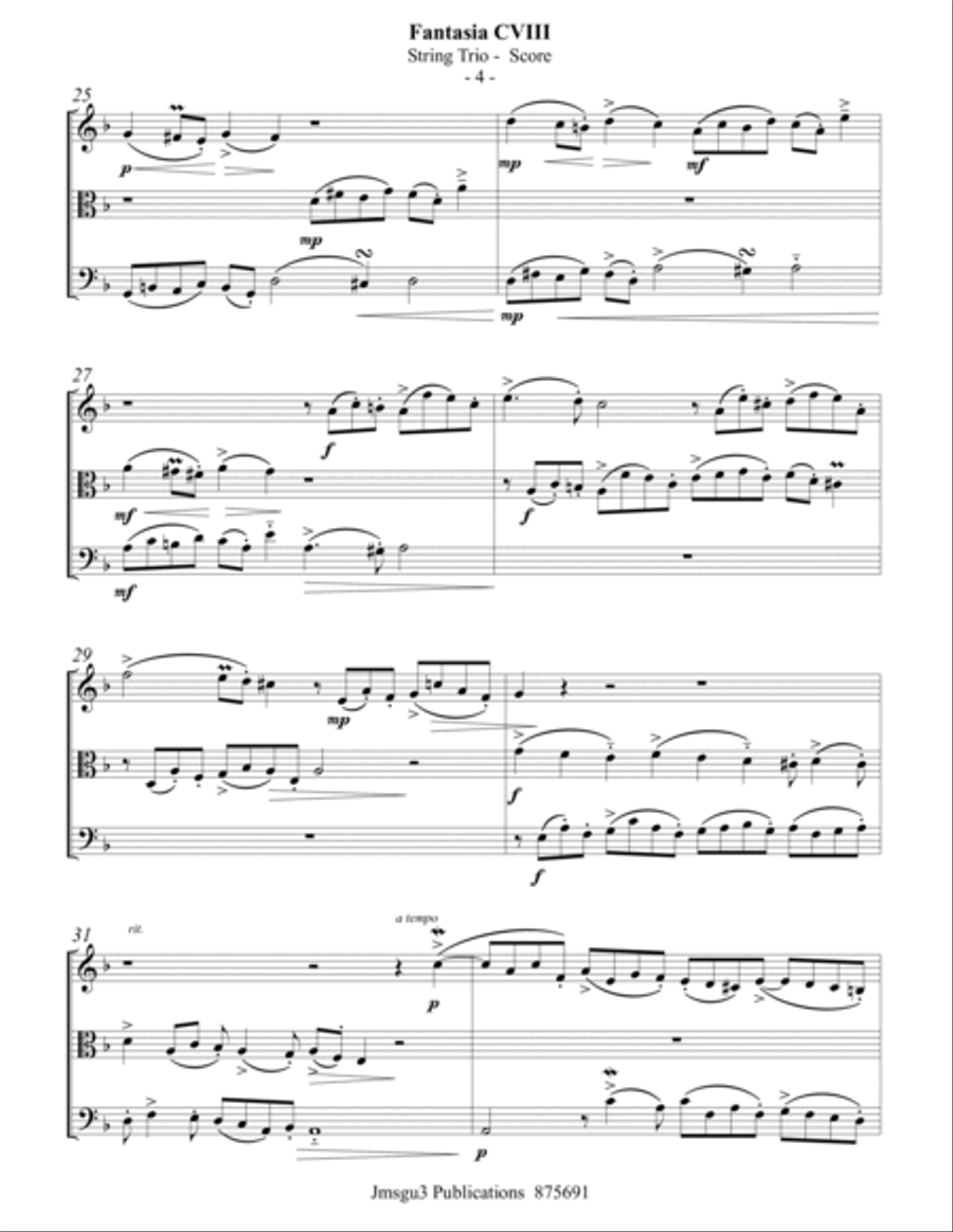 Bull: Fantasia CXIII for String Trio String Trio scores gallery preview page 4