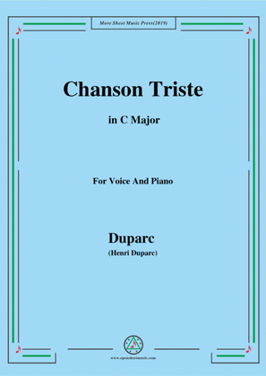 Book cover for Duparc-Chanson Triste in C Major