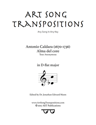Book cover for CALDARA: Alma del core (transposed to D-flat major)