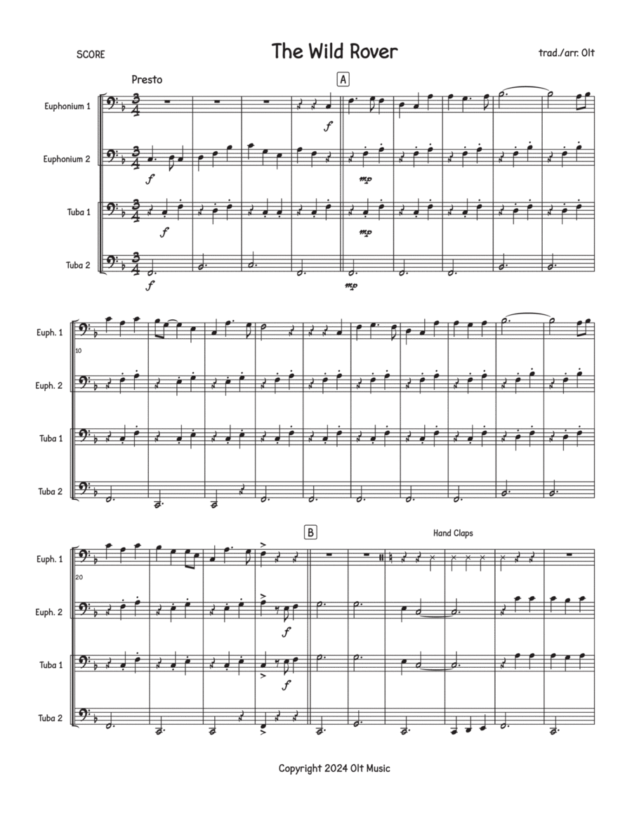 The Wild Rover Brass Quartet scores gallery preview page 1