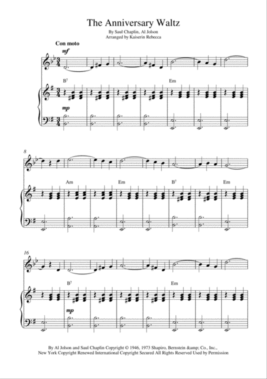 The Anniversary Waltz Clarinet Solo scores gallery preview page 1
