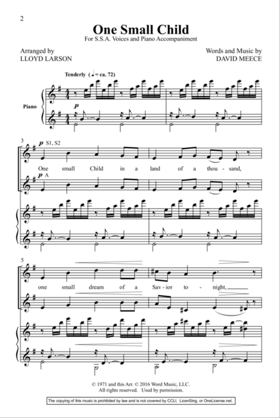 One Small Child Women's Choir scores gallery preview page 2