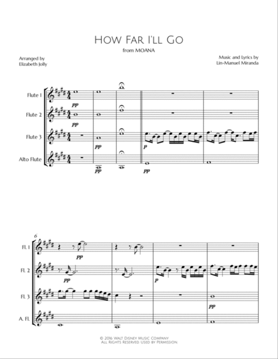 How Far I'll Go Woodwind Quartet scores gallery preview page 2