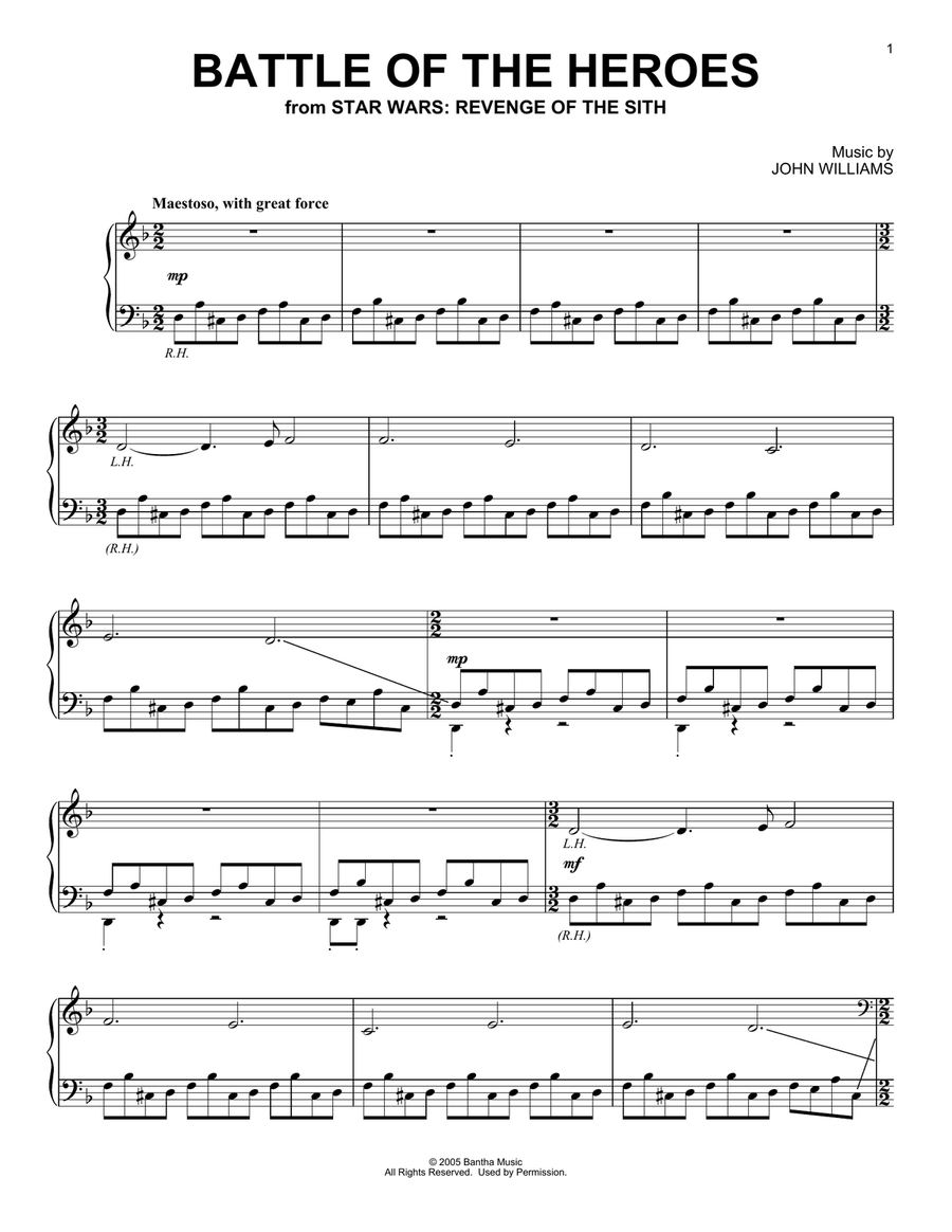 Battle Of The Heroes (from Star Wars: Revenge Of The Sith) Piano Solo scores gallery preview page 1